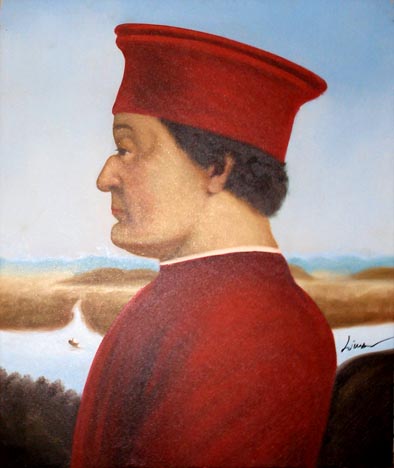 Vendita falso d'autore Federico da Montefeltro (con telaio) di Della Francesca